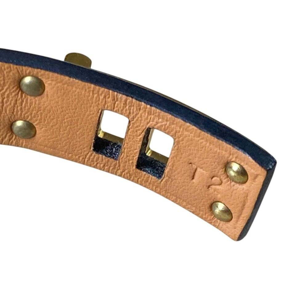 HERMES Hermes As de Coeur Heart Motif GP Leather Bracelet T2 Navy Gold Color ... - Picture 9 of 14